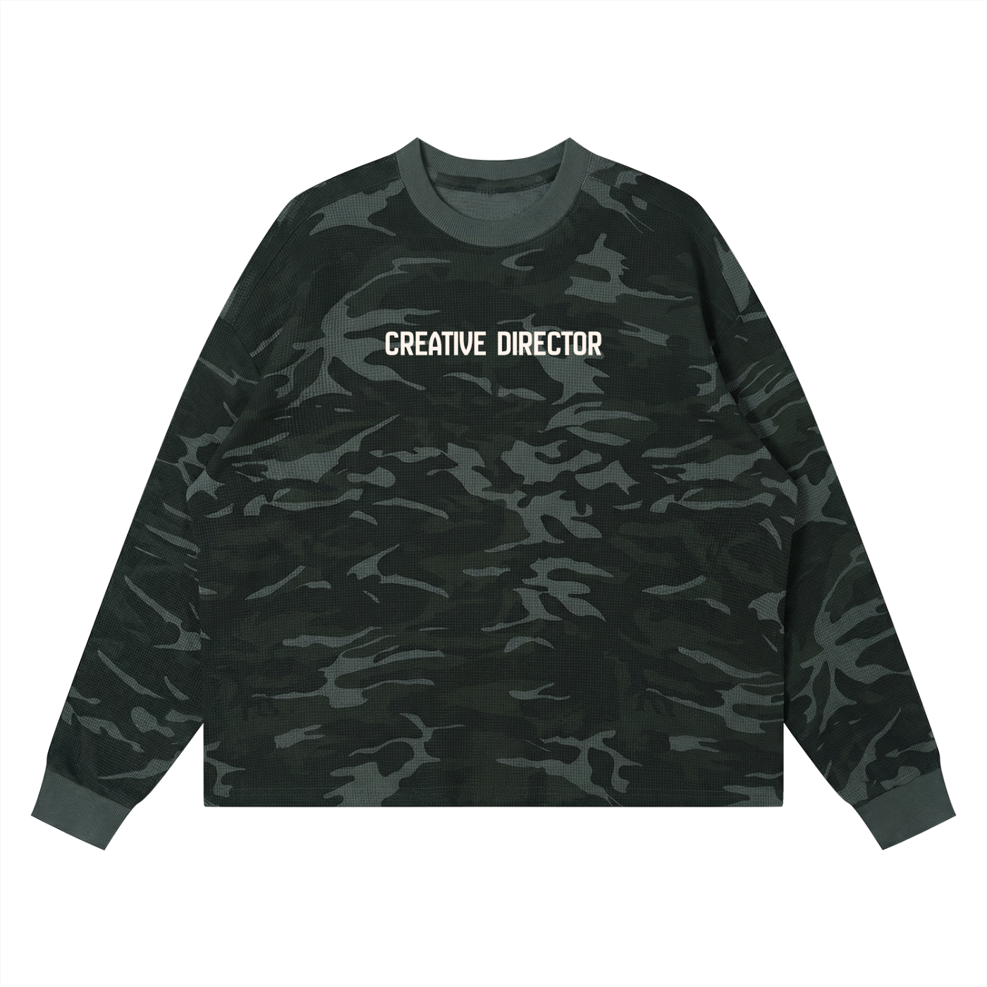 Creative Director Waffle Boxy Long Sleeve T-Shirt, CAMO Top