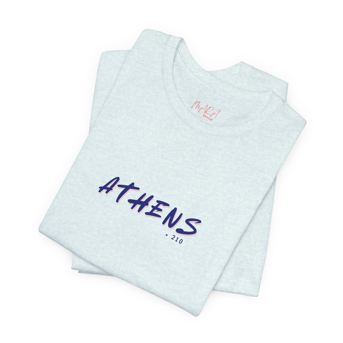 Light blue tank top with 'ATHENS 210' text on a white background