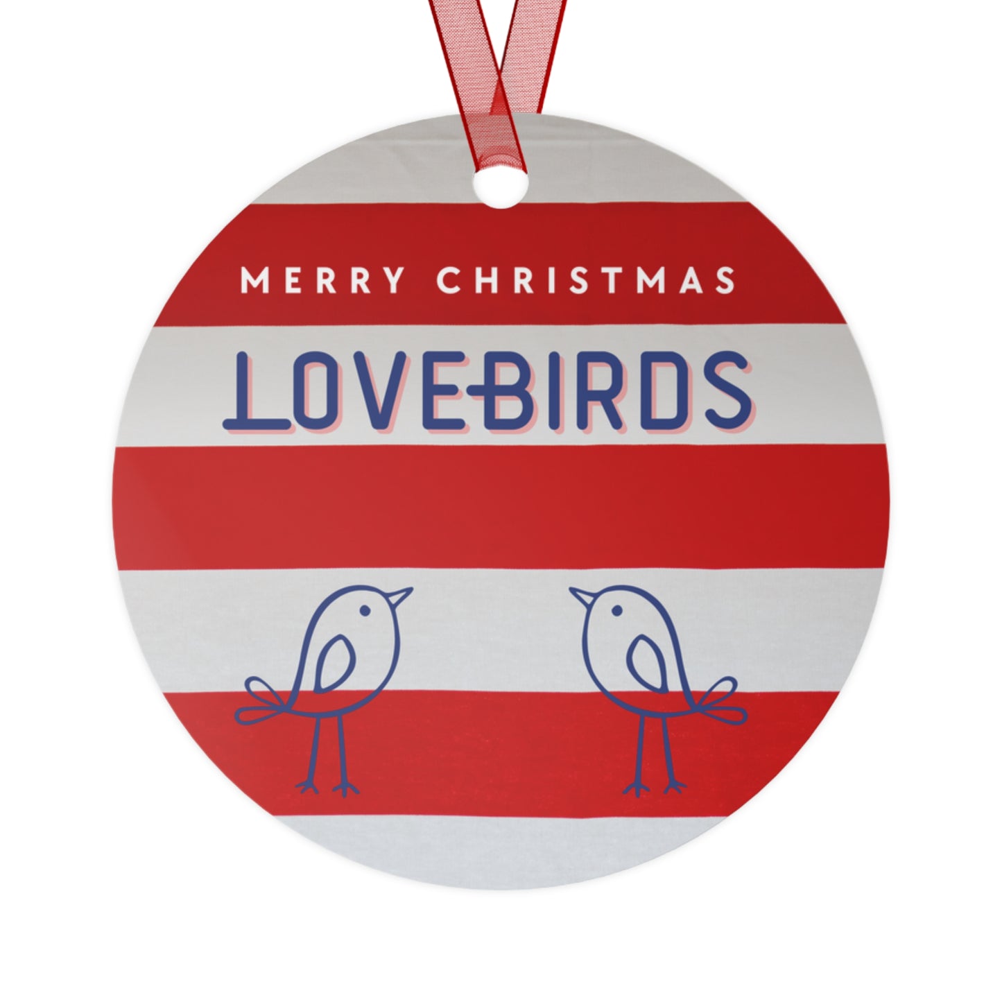 Red Christmas Ornament for Couples, LoveBirds Theme