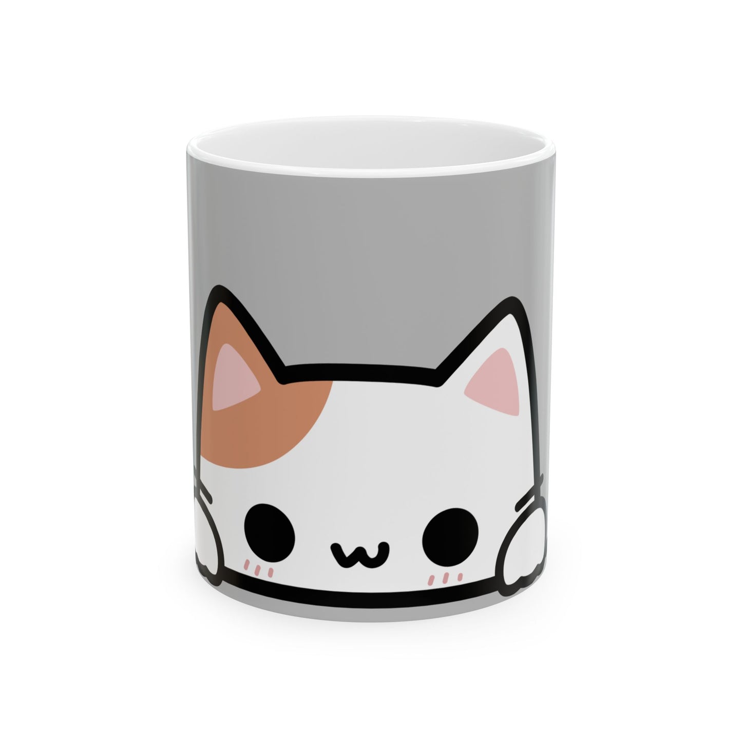 Mug with a cat face design on a white background