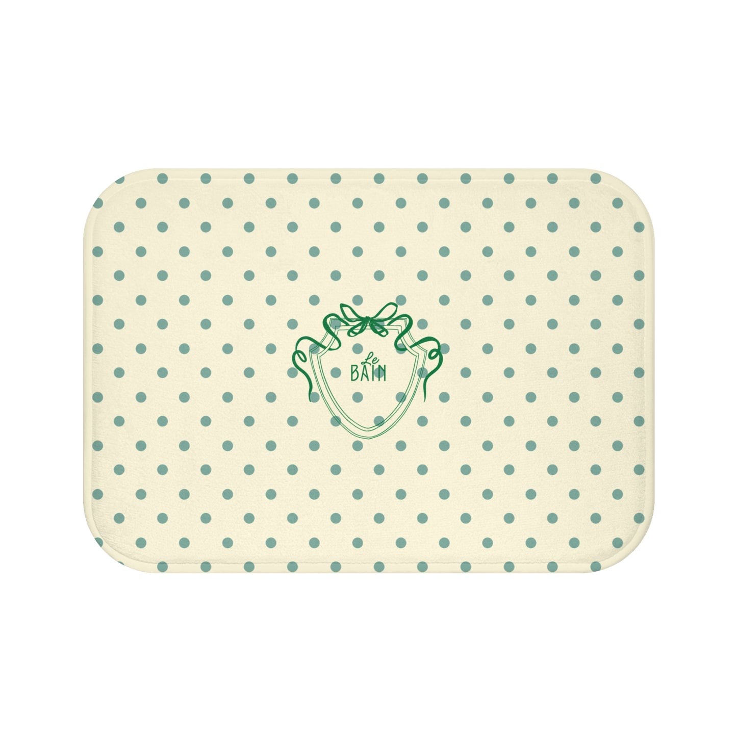 Polka Dot "Le Bain" Bath Mat — Cream & Sage Green Bathroom Rug