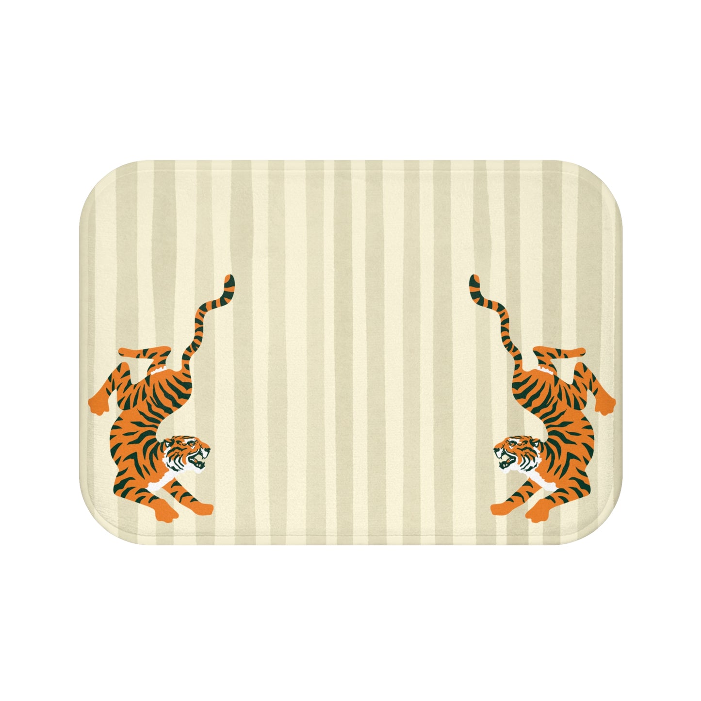 Rectangular tray with striped pattern and tiger illustrations on a white background