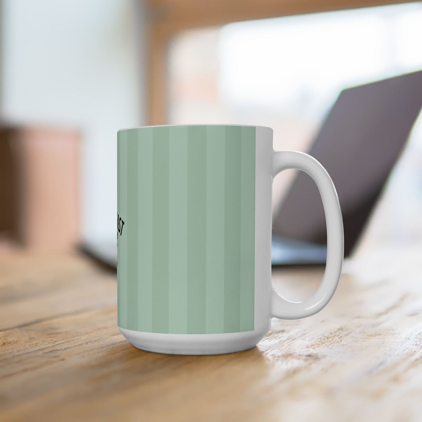 Ceramic Mug — "The Breakfast Club" Mint Striped Coffee Mug (11oz & 15oz)