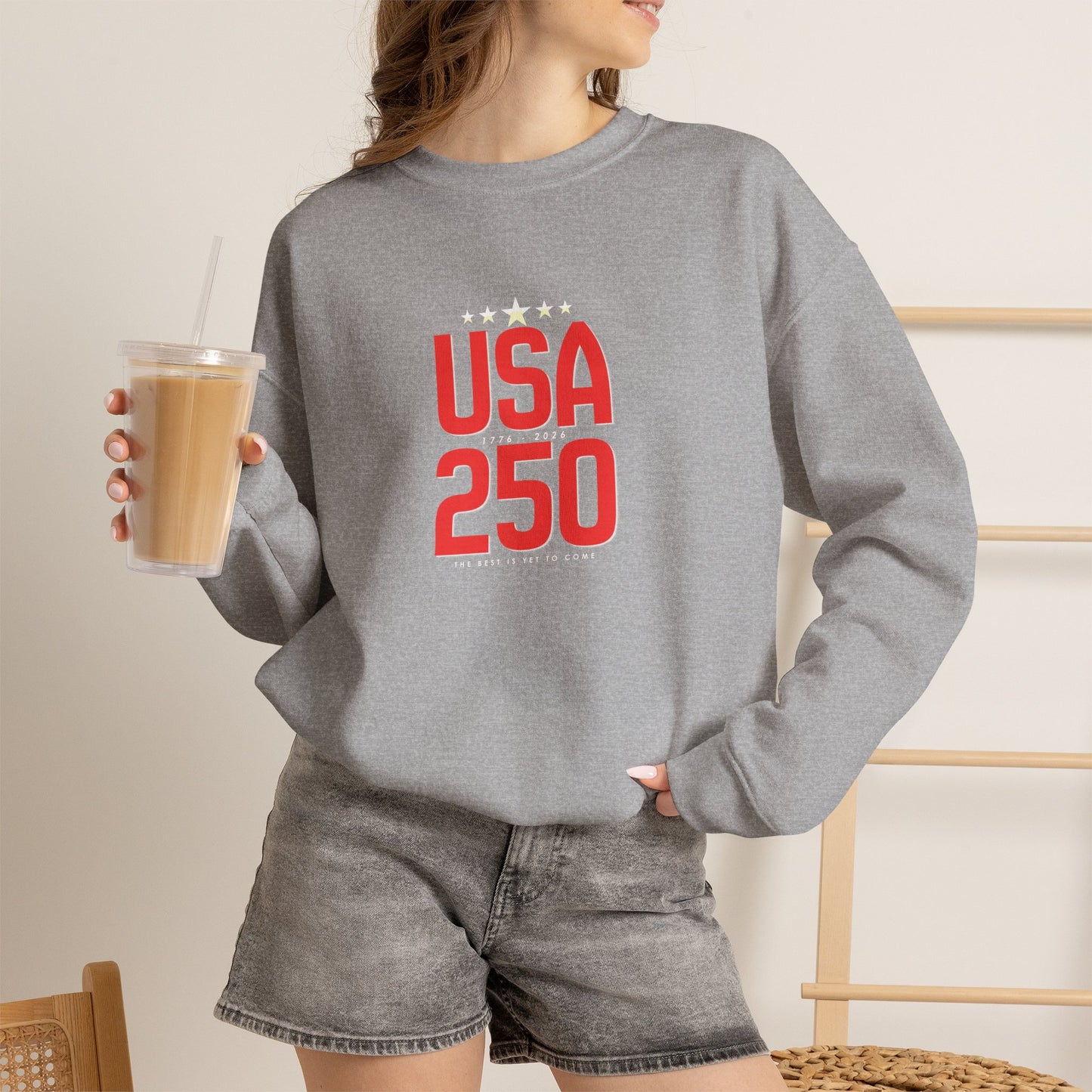 USA 250 Crewneck Sweatshirt — Patriotic 250th Anniversary Pullover