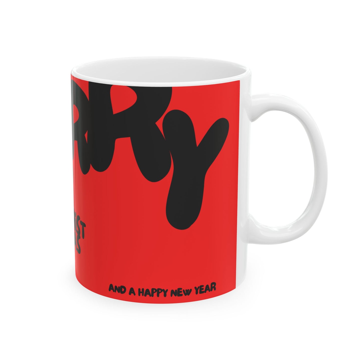 Cool Merry Christmas Ceramic Mug, RED