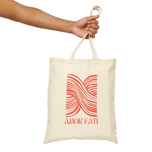 Amor Fati Abstract Tote Bag, RED