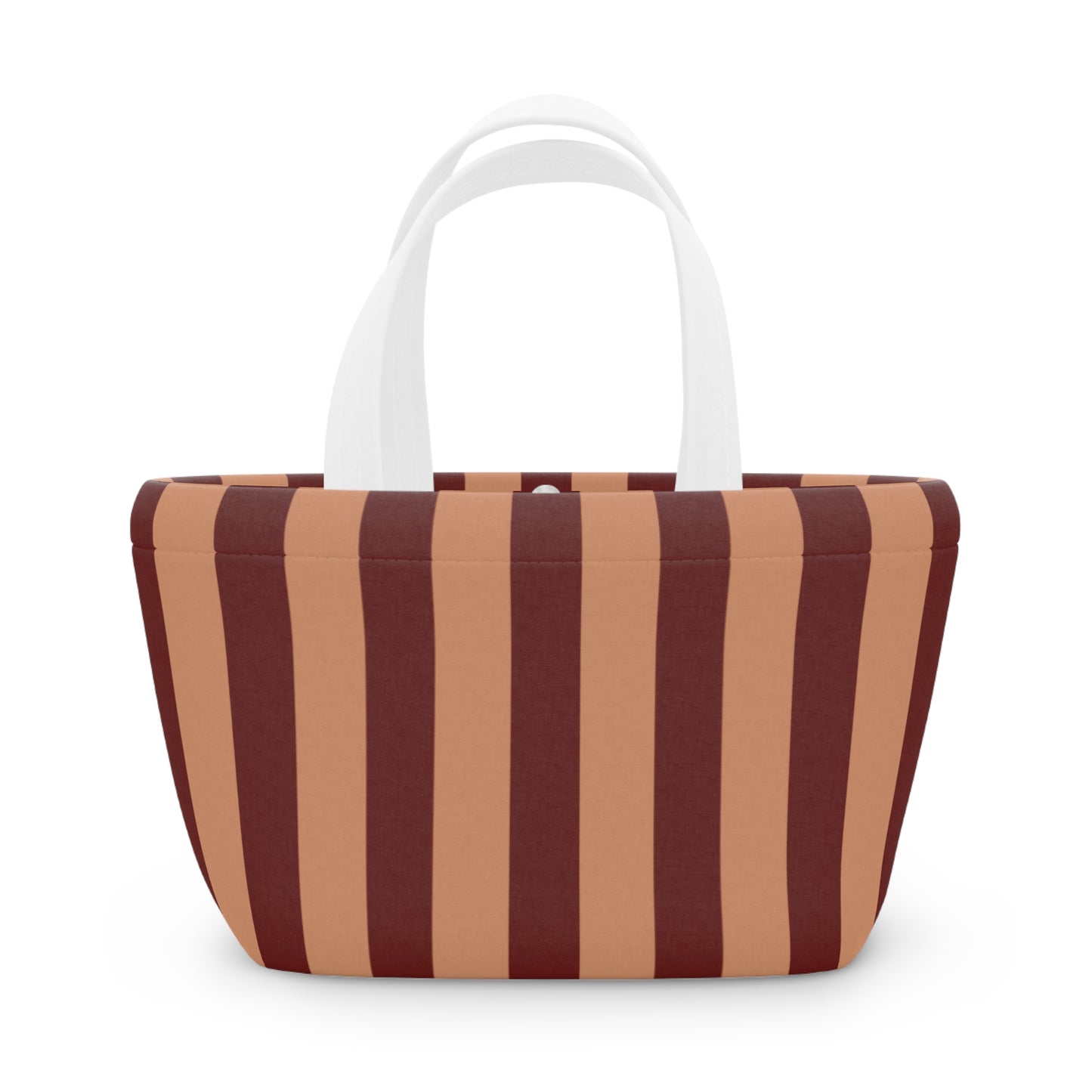 Striped 'SNACKS' Insulated Lunch Bag — Retro Brown Picnic Tote