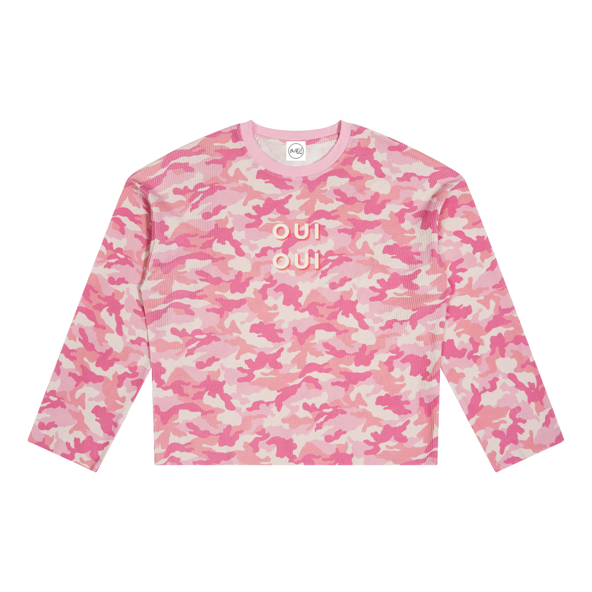 OUI OUI Pink Camo Waffle Raw Edge T-Shirt