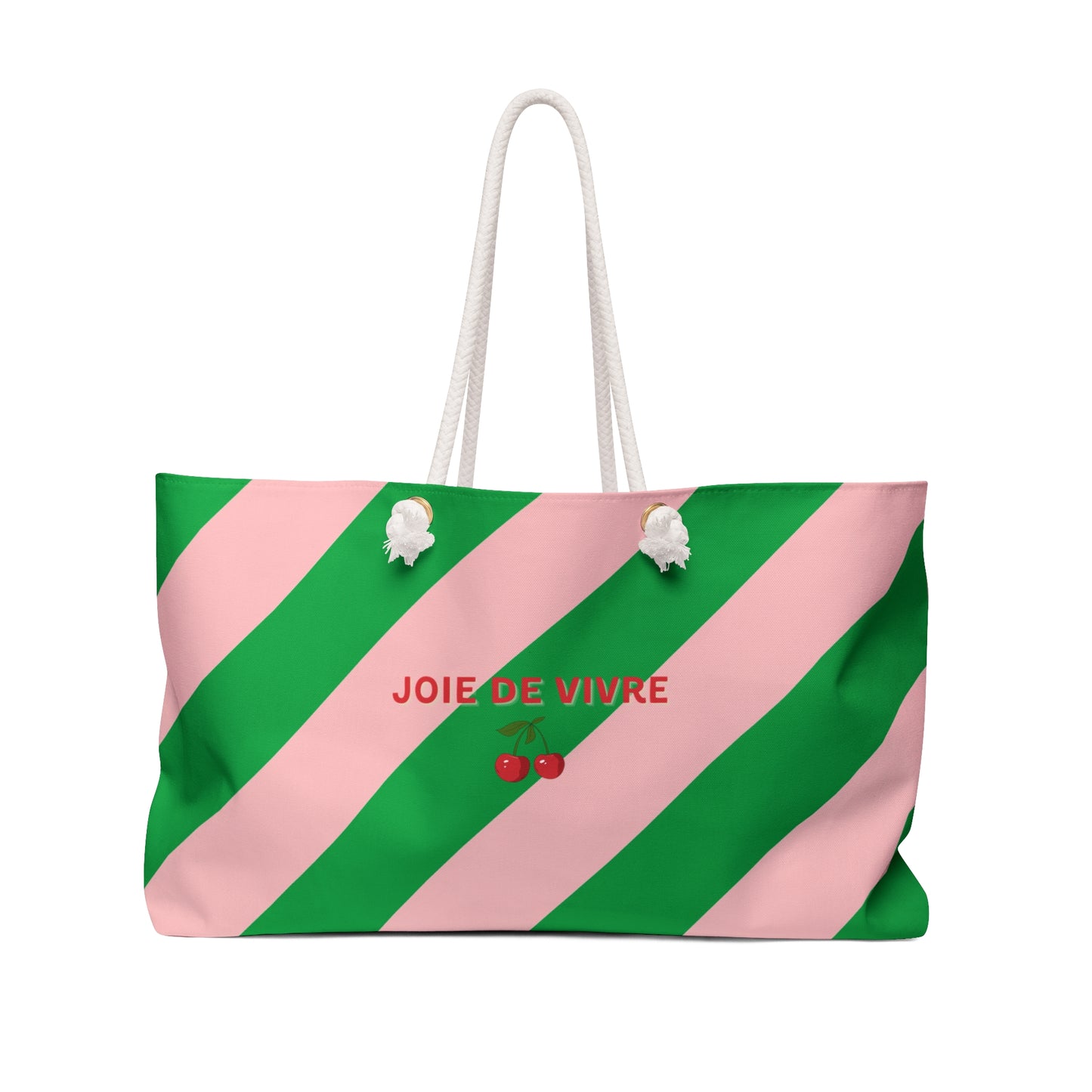Pink/Green striped Beach Tote