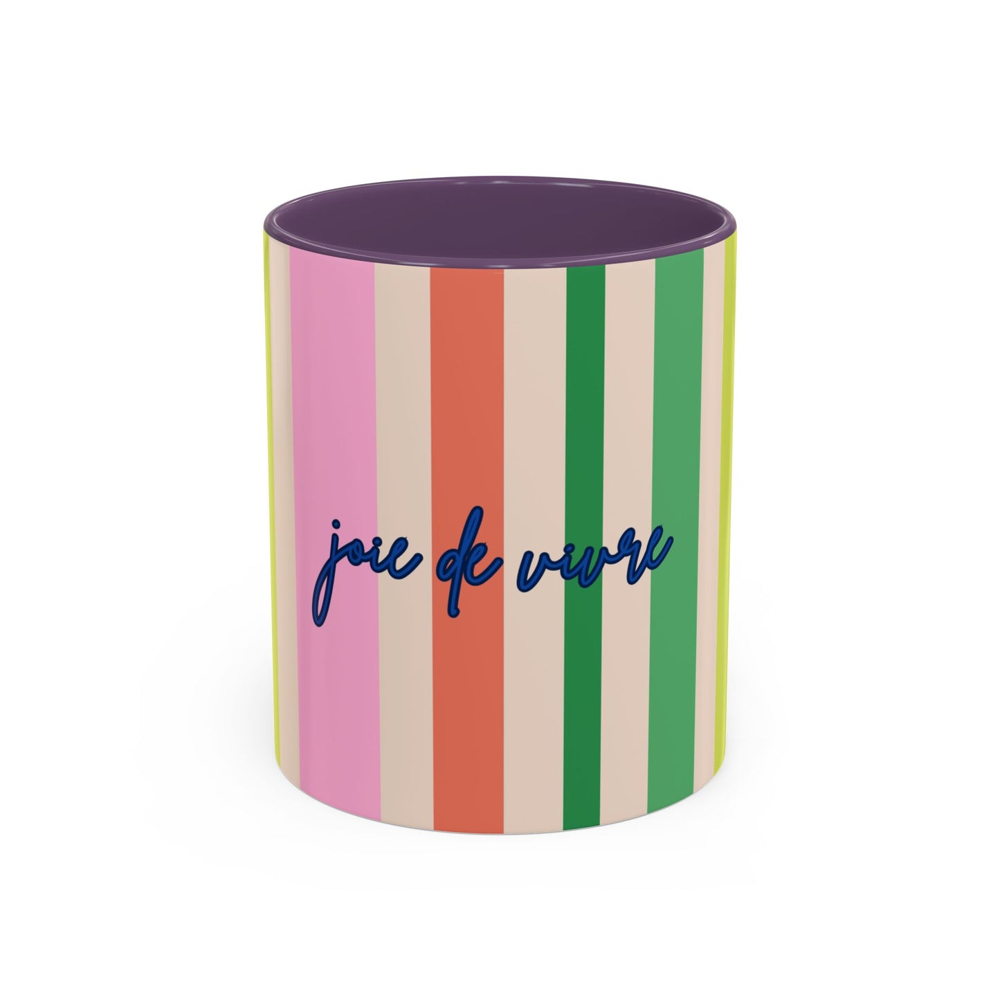 Colorful Striped Accent Coffee Mug, GREEN  – 'Joie de Vivre'