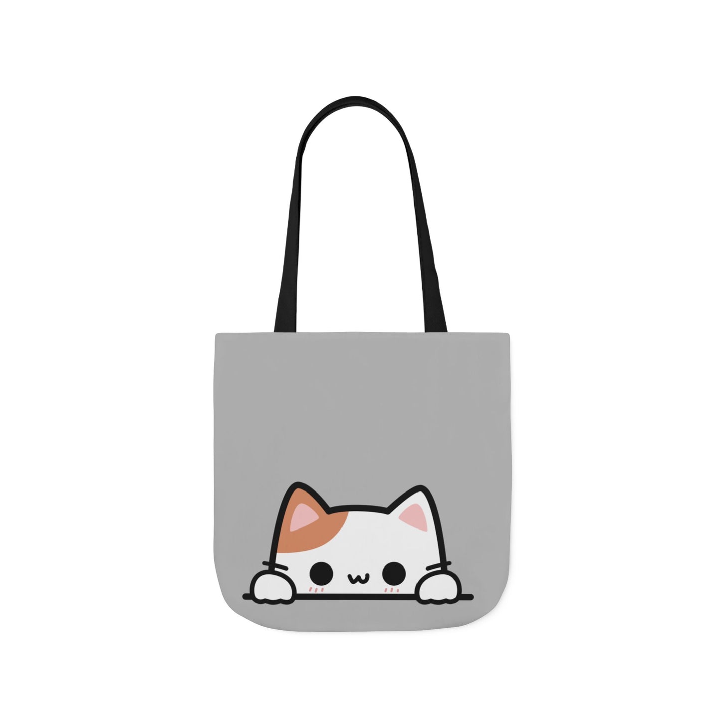 Kawaii Cat Canvas Tote — Light GREY