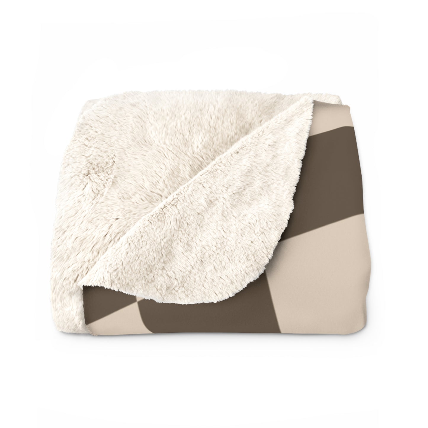 Cozy Sherpa Fleece Blanket | Earthtone Wavy Checkerboard pattern