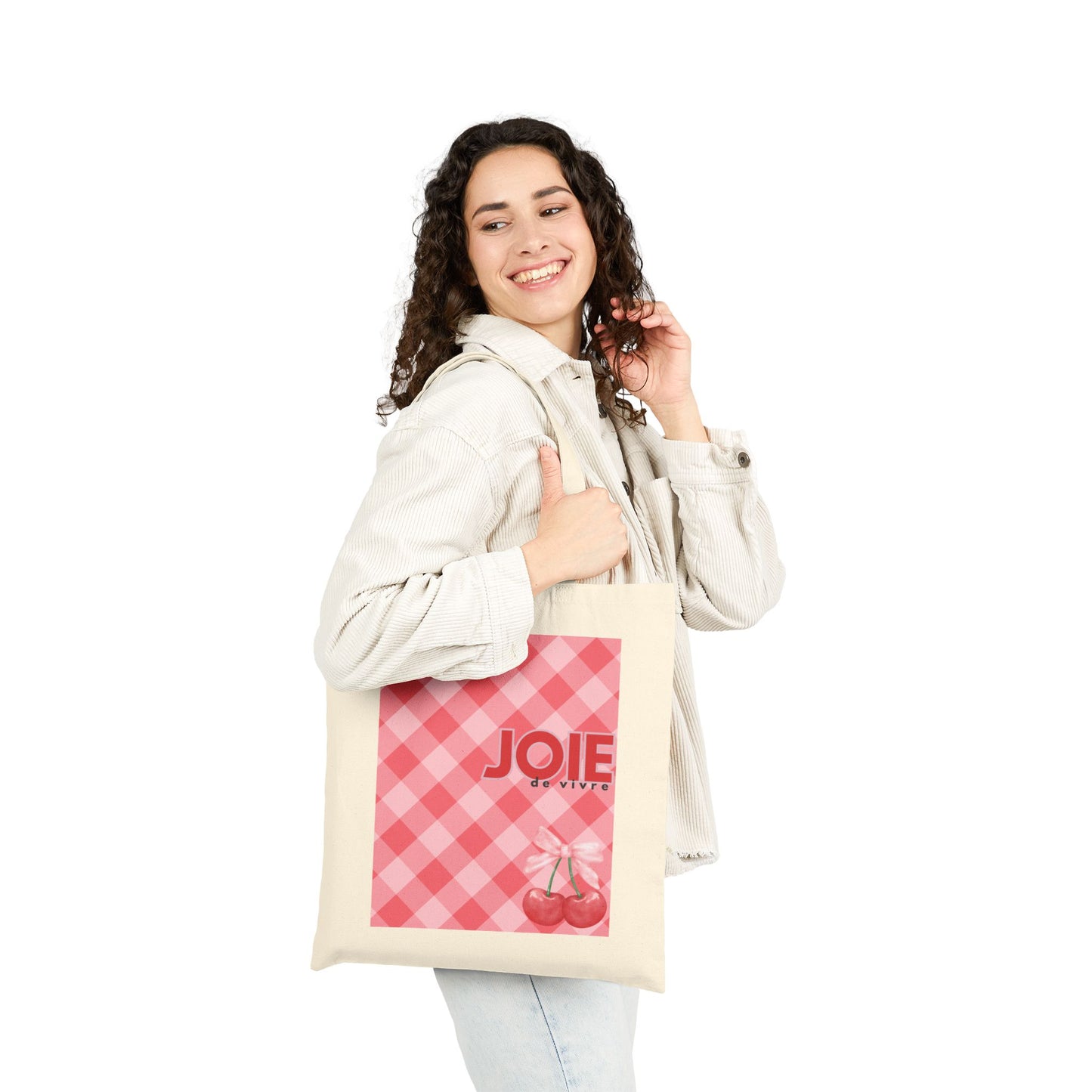 Red Gingham Preppy Canvas Tote Bag, JOIE de vivre