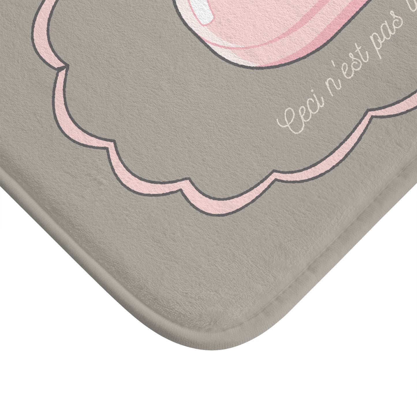René Magritte 'Ceci n'est pas un savon' Bath Mat, Light GREY  | Surrealist Humor Decor