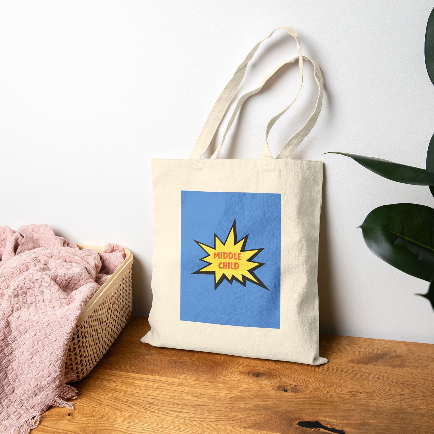 Middle Child Super Power Canvas Tote Bag, Siblings Gift,
