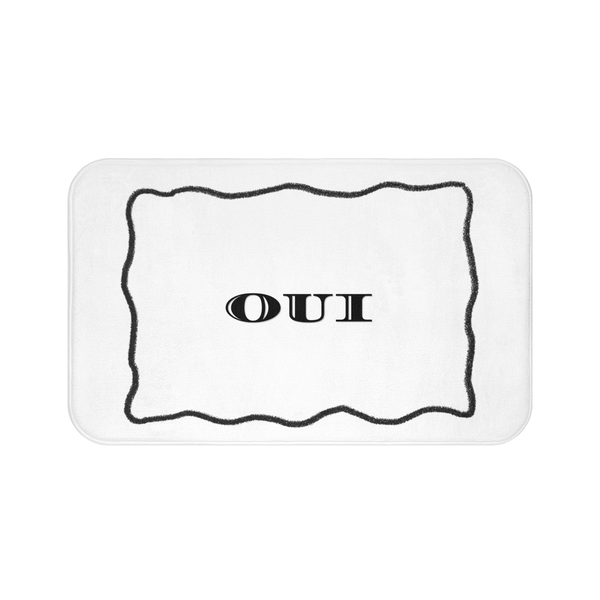 Rectangular white plate with black border and 'OUI' text on a white background