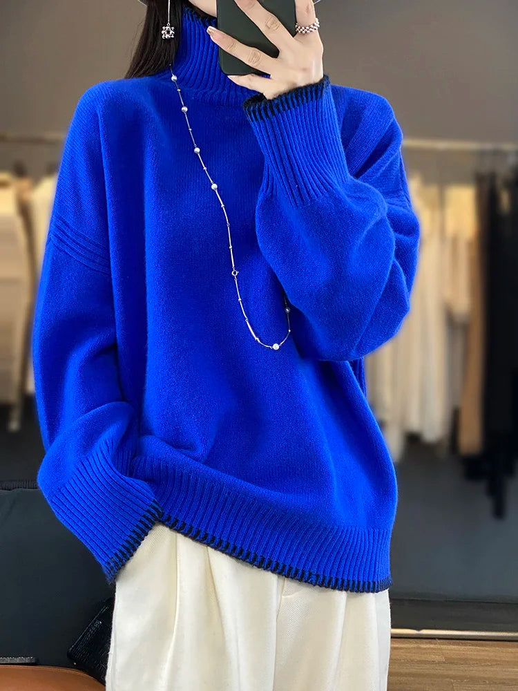 Oversized Wool Cashmere Turtleneck | Ladies Ski Apparel