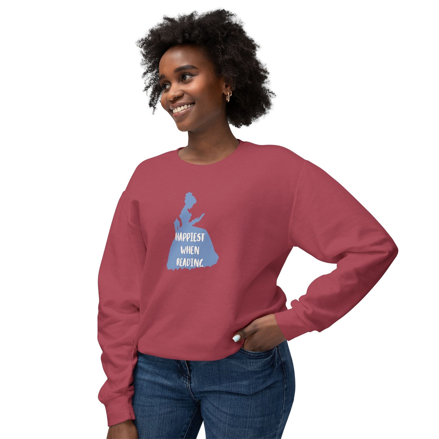 Reading Lover Sweatshirt - "Happiest When Reading" Cozy Crewneck
