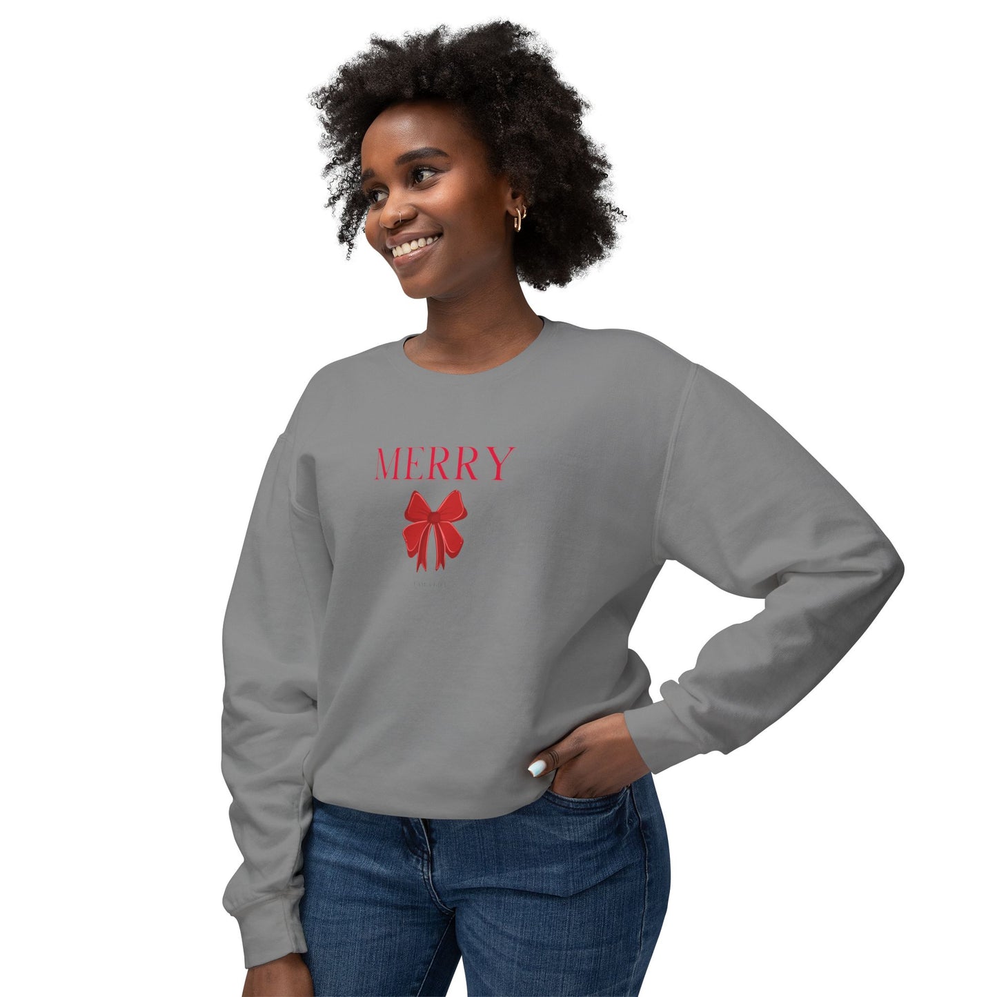 Merry Christmas Bow Ladies Sweatshirt, Luxe