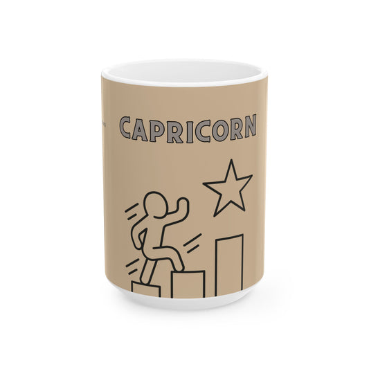Mug with 'Capricorn' design on a beige background