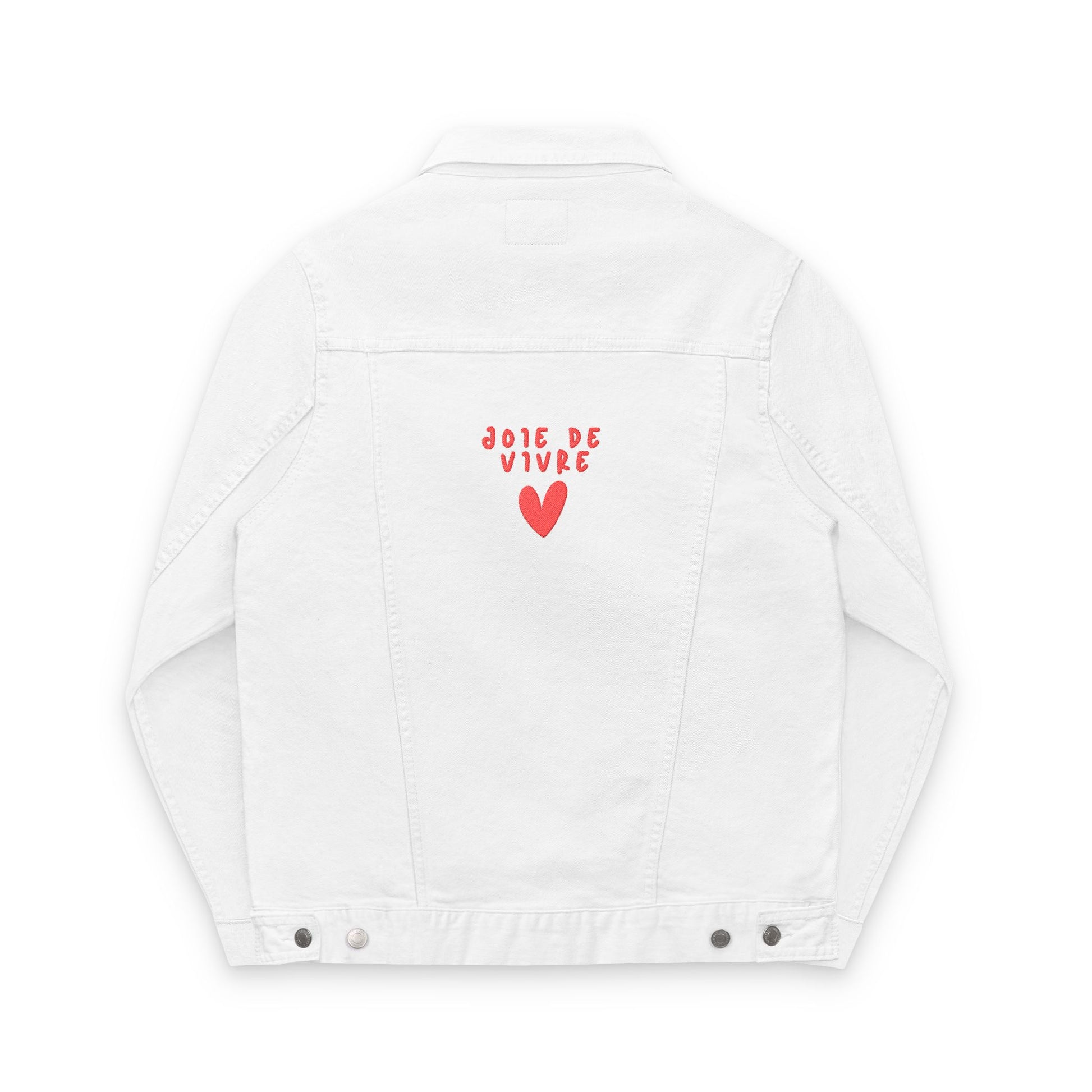 White Denim jacket with red heart 