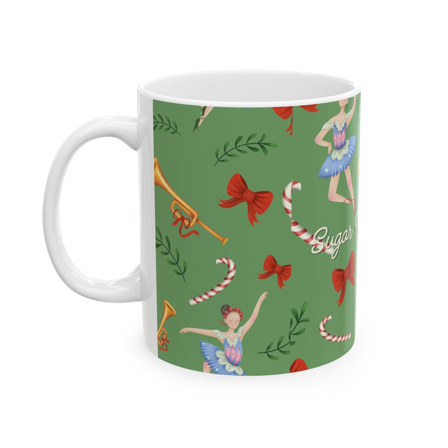 Nutcracker Ballet Mug, Mint Green – 'Sugar Plum Dreams' Holiday Ceramic Coffee Cup (11oz & 15oz)