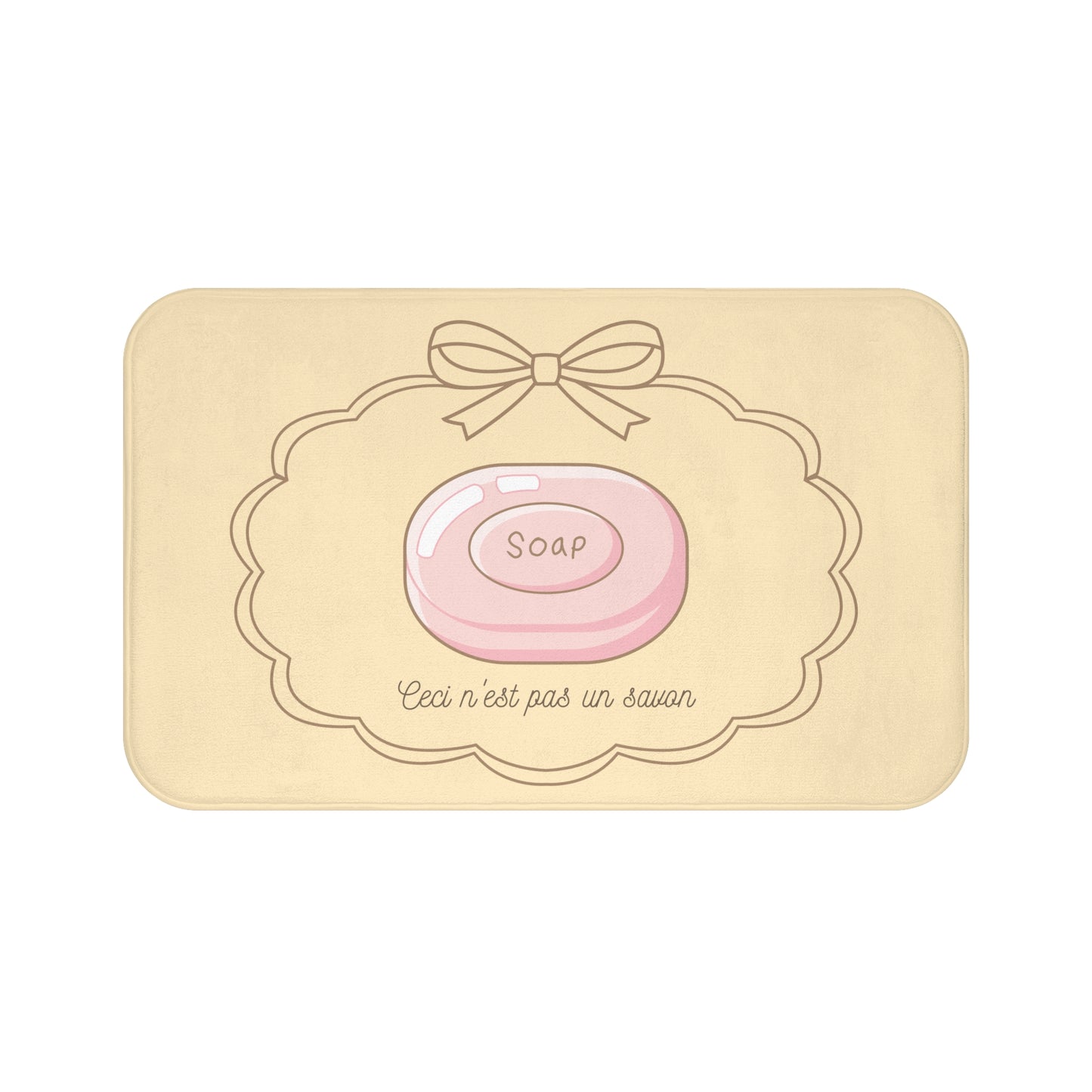 René Magritte 'Ceci n'est pas un savon' Bath Mat, NEUTRAL | Surrealist Humor Decor