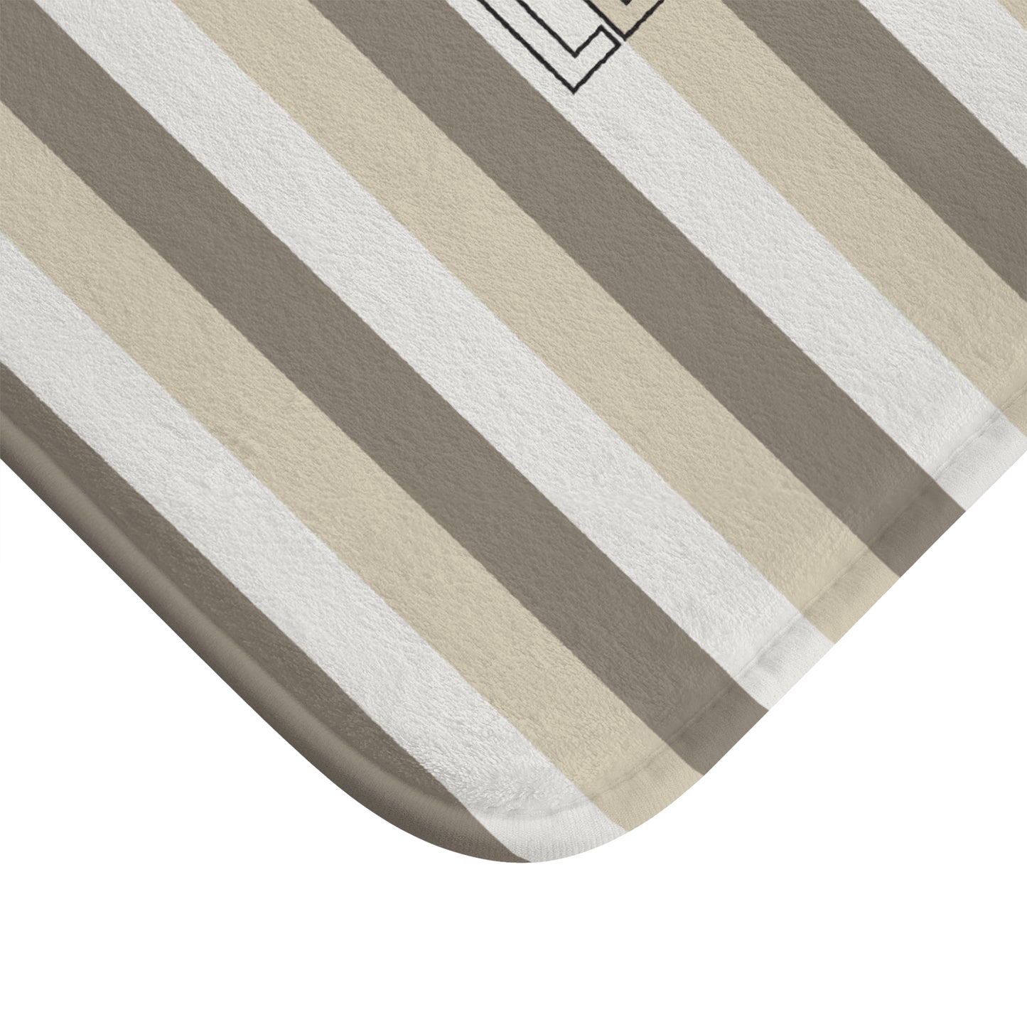 Le Bain Striped Bath Mat — Neutral Beige & Taupe Modern Bathroom Rug