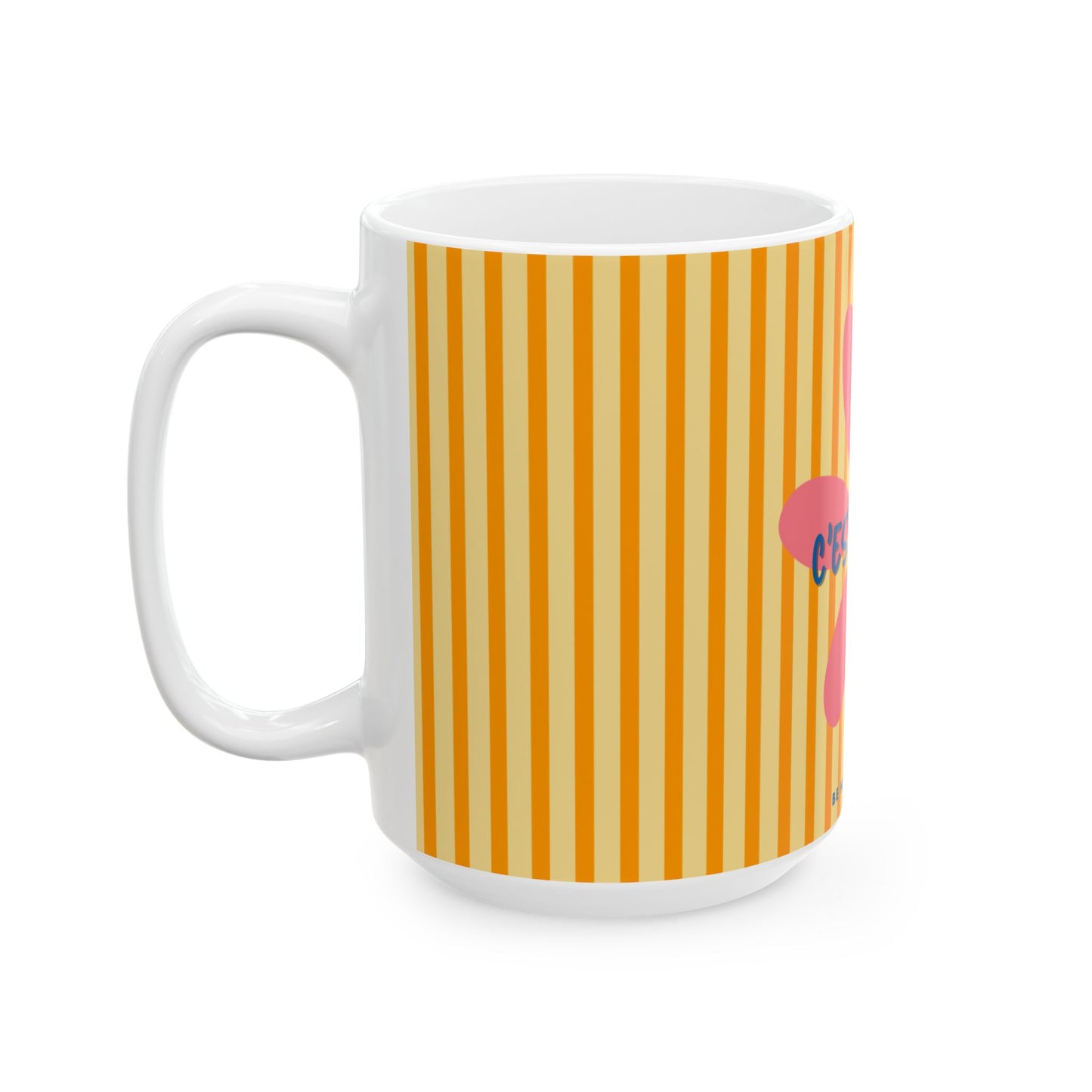 C'est la Vie 'Be Happy Anyway' Flower Ceramic Mug, LEMON YELLOW - Encouragement Gift