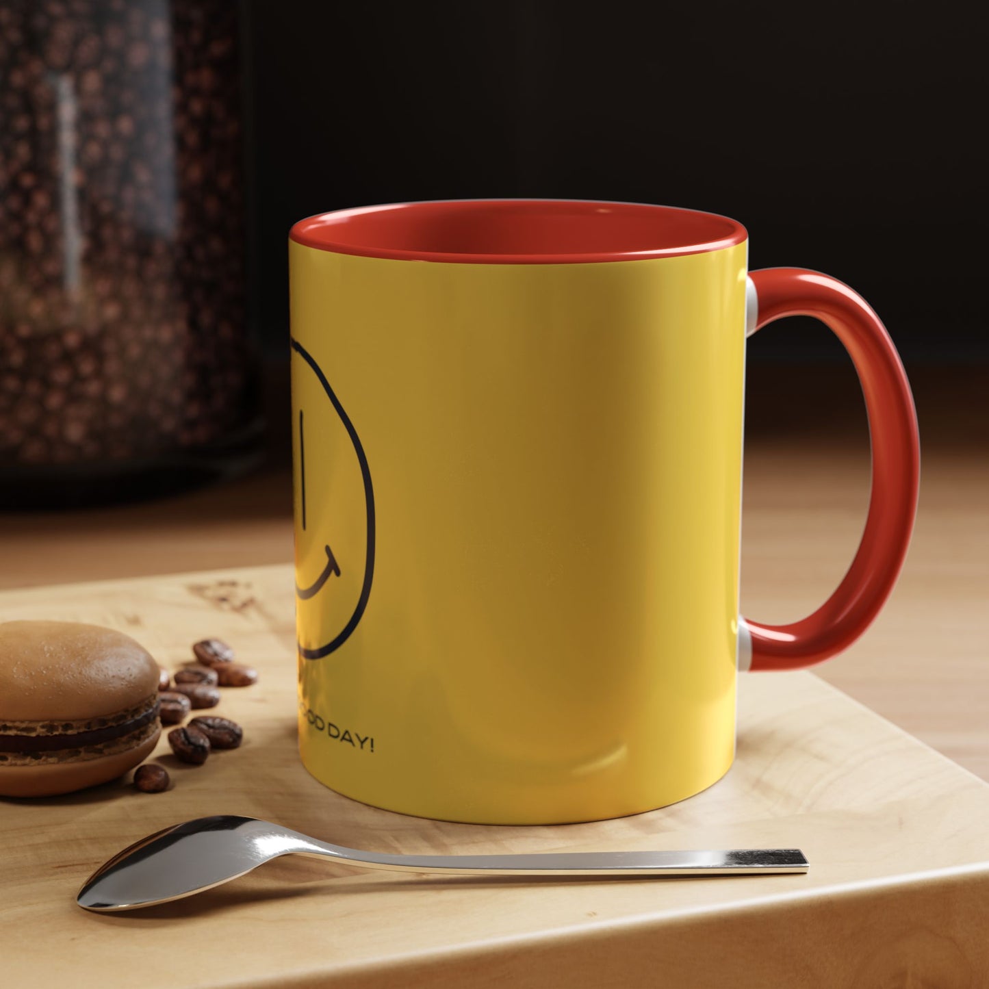 Smiley Face Coffee Mug – "Have a Good Day!" Yellow Accent Mug