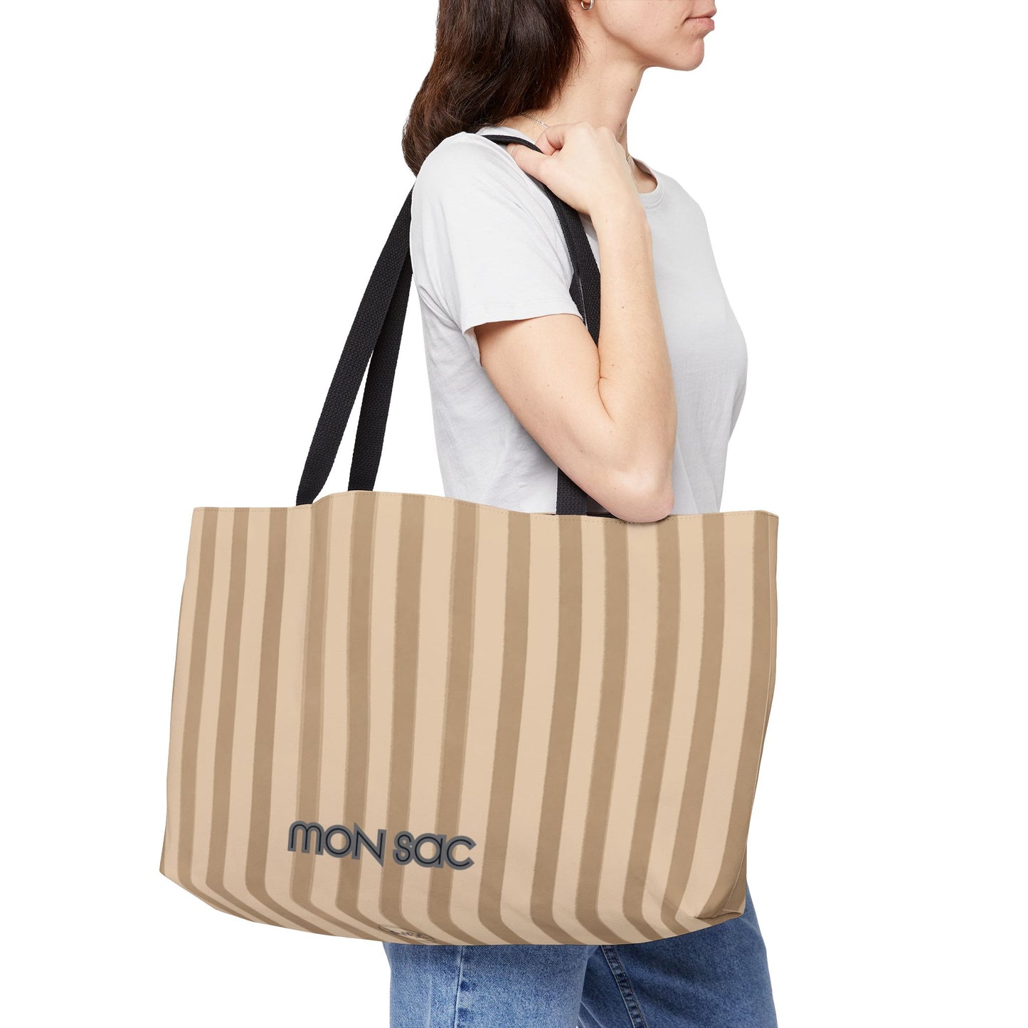 Mon Sac Oversized Tote Bag — Chic Beige Weekend Travel Bag