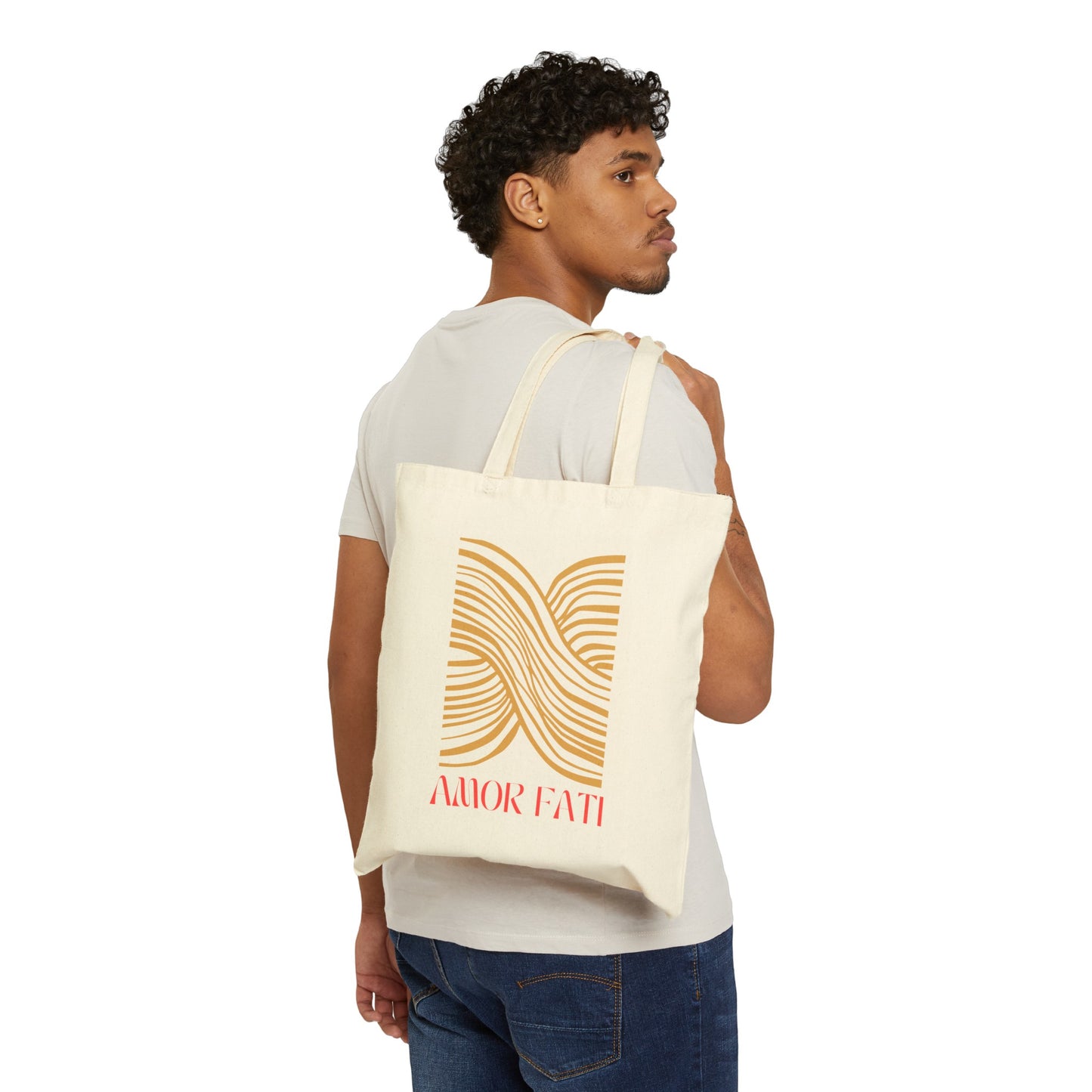 Love Your Fate Cotton Canvas Tote Bag - Black and Natural Colors