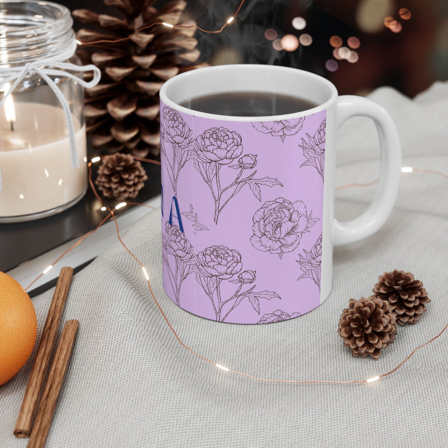Floral NANA Ceramic Mug, Lavender- Grandma gift