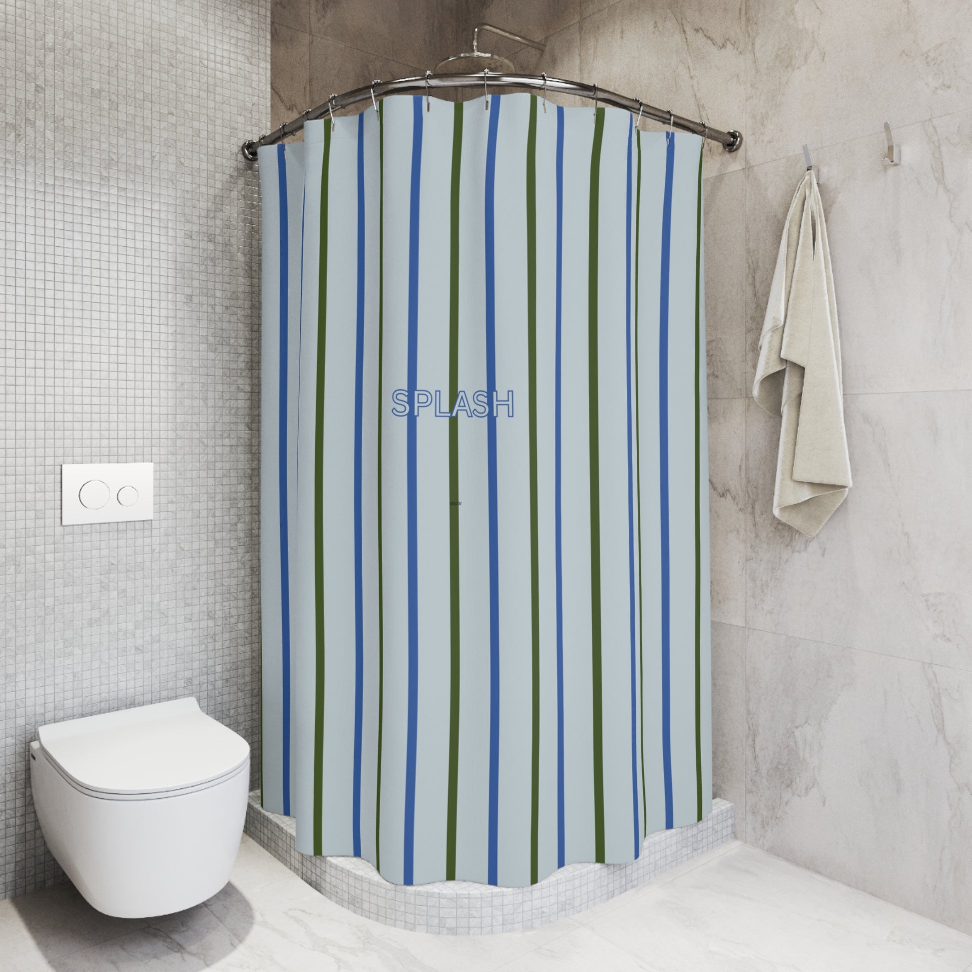 Shower curtain with floral pattern in a bathroom setting