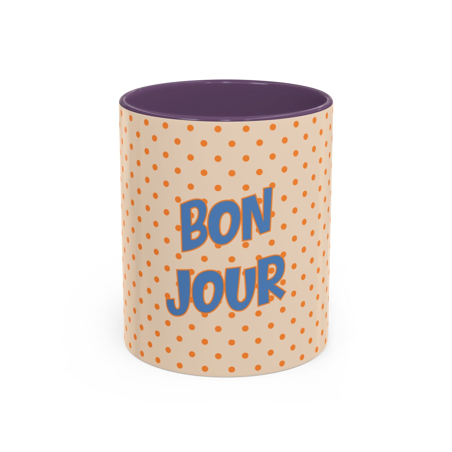 Bonjour Polka Dot Coffee Mug — Personalized Accent