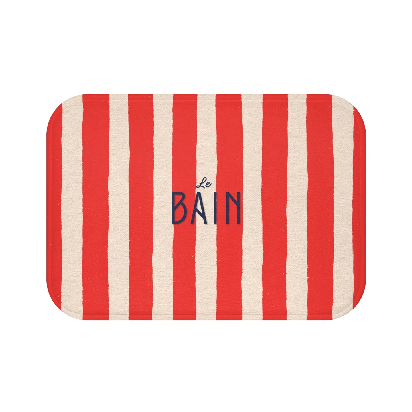 Le Bain  Red Striped Bath Mat — French Bathroom Accent Rug