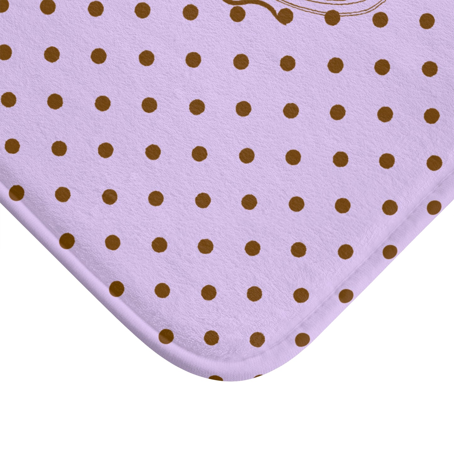Polka Dot "Le Bain" Bath Mat — Lilac & Brown Bathroom Rug