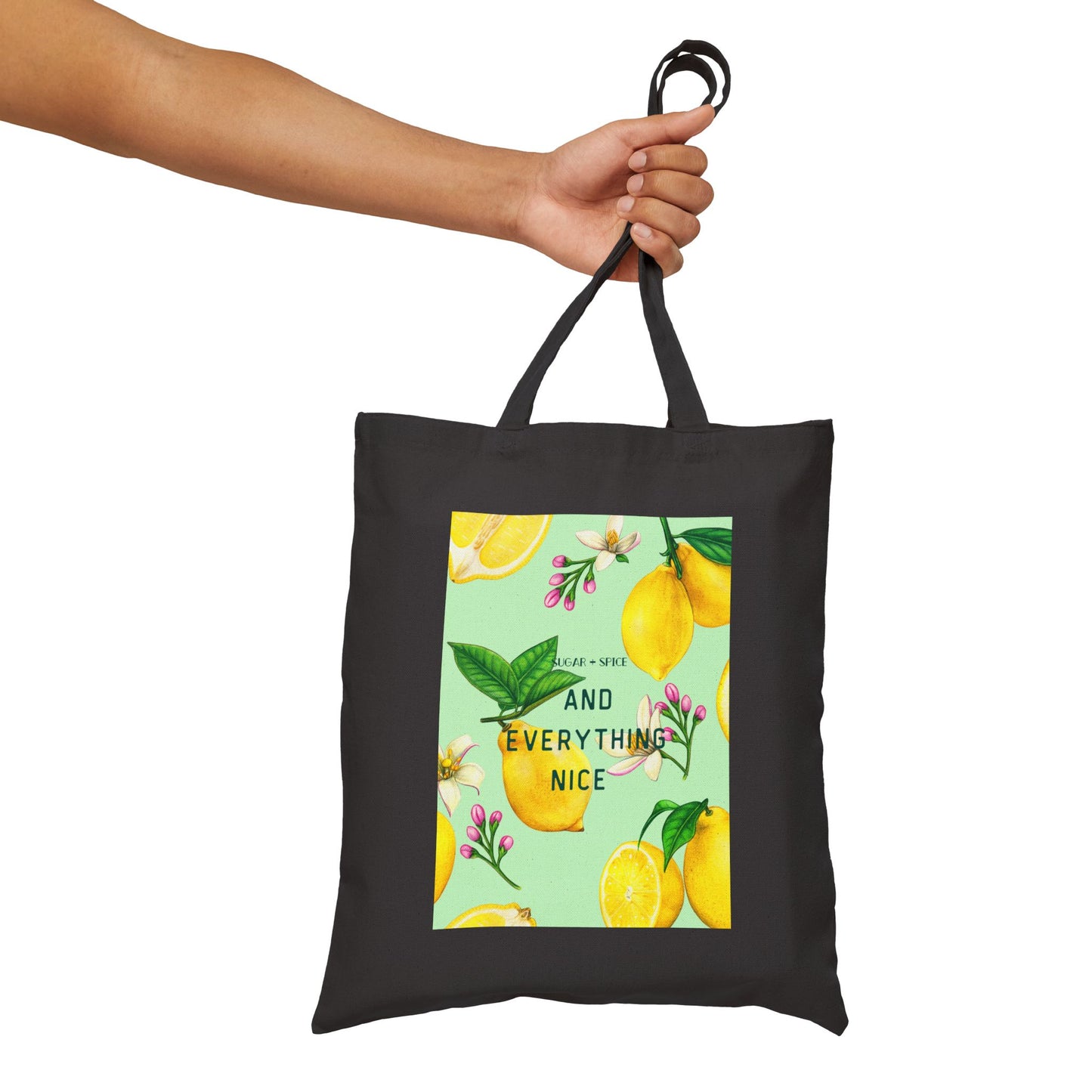 And Everything Nice Girly Canvas Tote Bag, Lemons