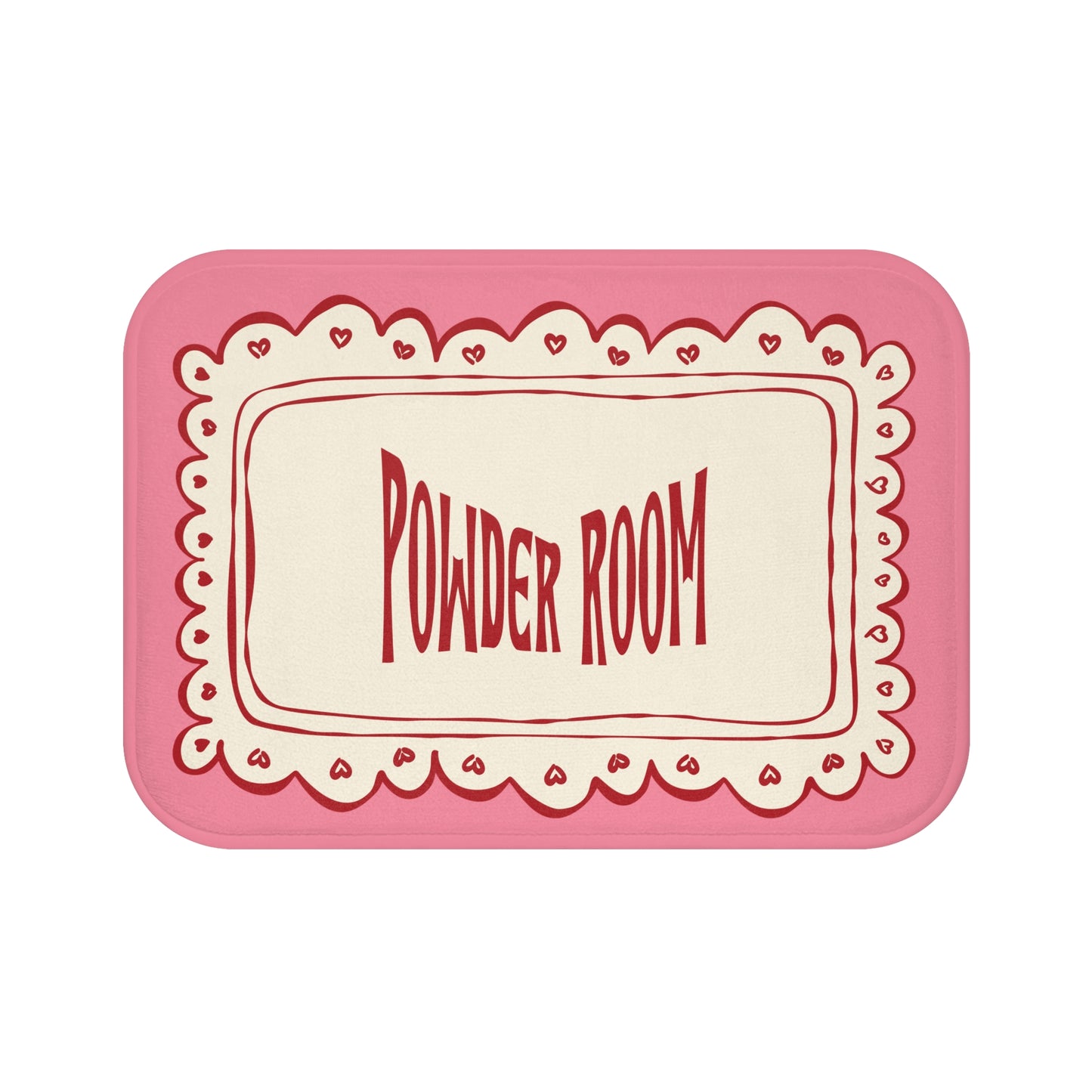 Powder Room Bath Mat | PINK Vintage Lace Doily Bathroom Rug