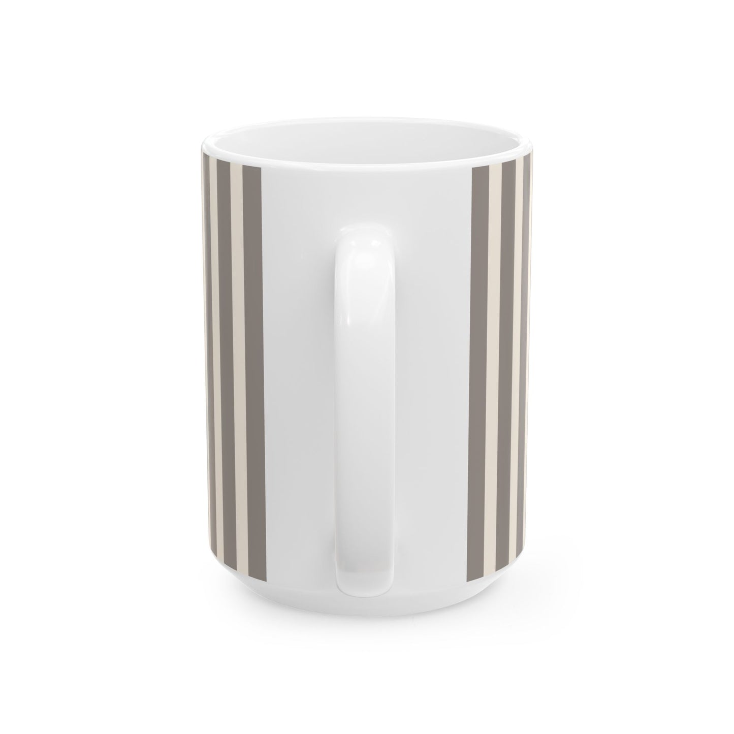 White mug with green leaf pattern on a white background
