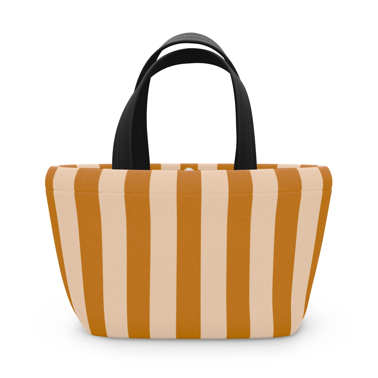 Red and white checkered tote bag with black handles on a white background
