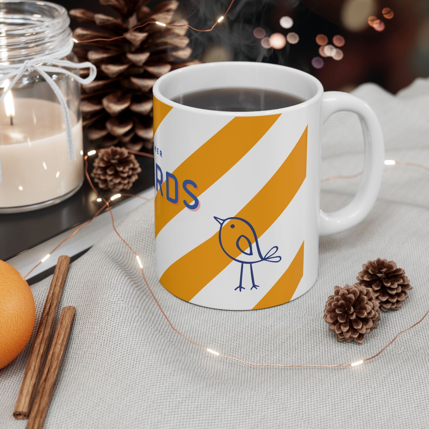 LoveBirds Preppy Couples Mug, Yellow | Newlywed Gift