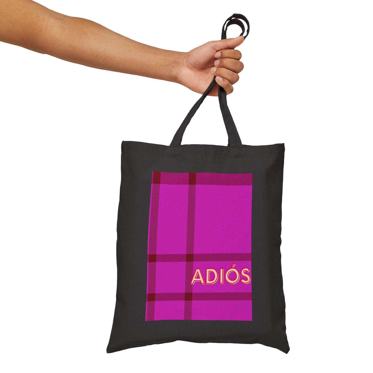Plaid ADIOS Cotton Canvas Tote Bag