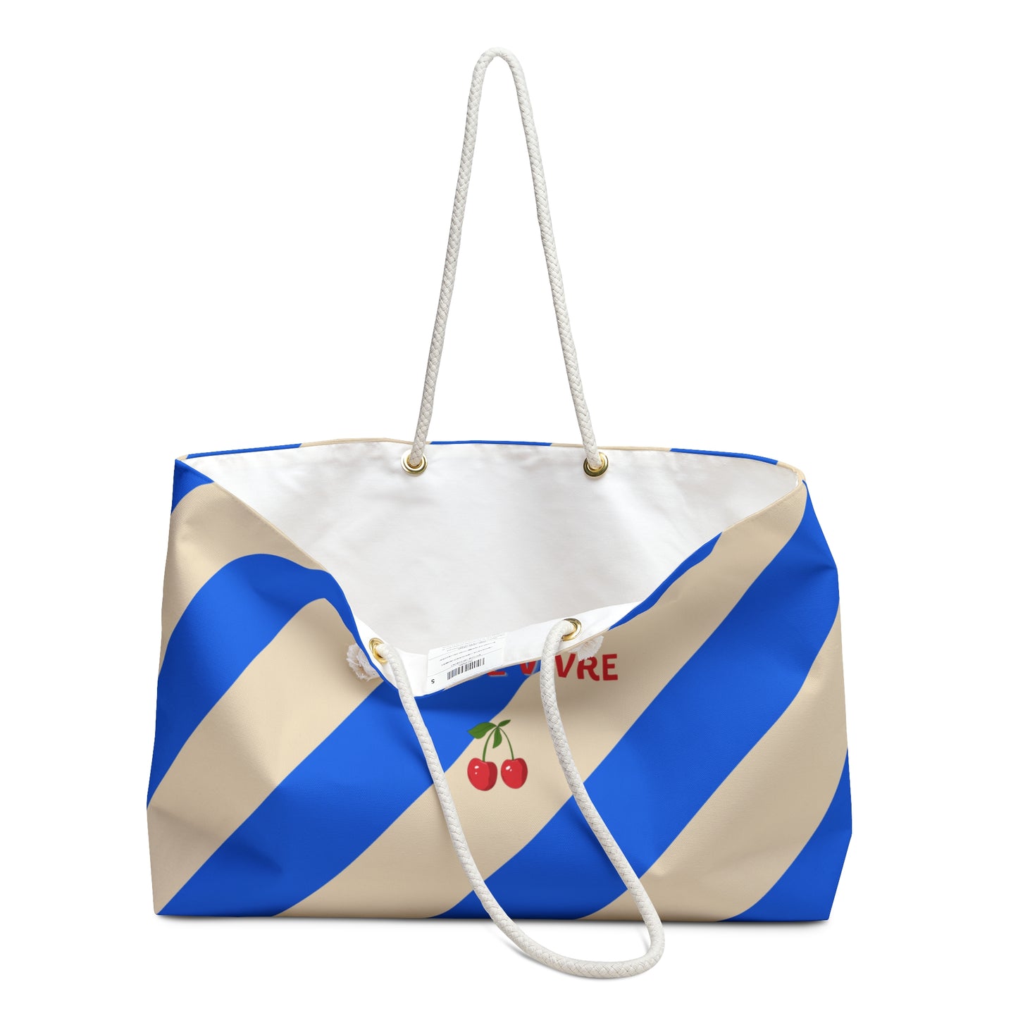 Joie de Vivre Oversized Weekender Bag, Bright Blue/ Tan