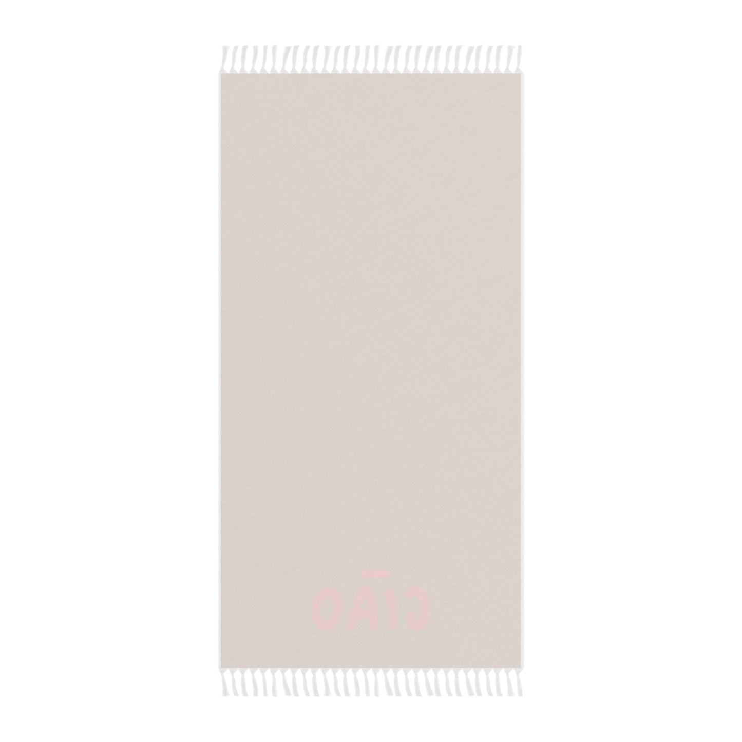 Boho Beach Towel — Tan Fringe 'CIAO' Design
