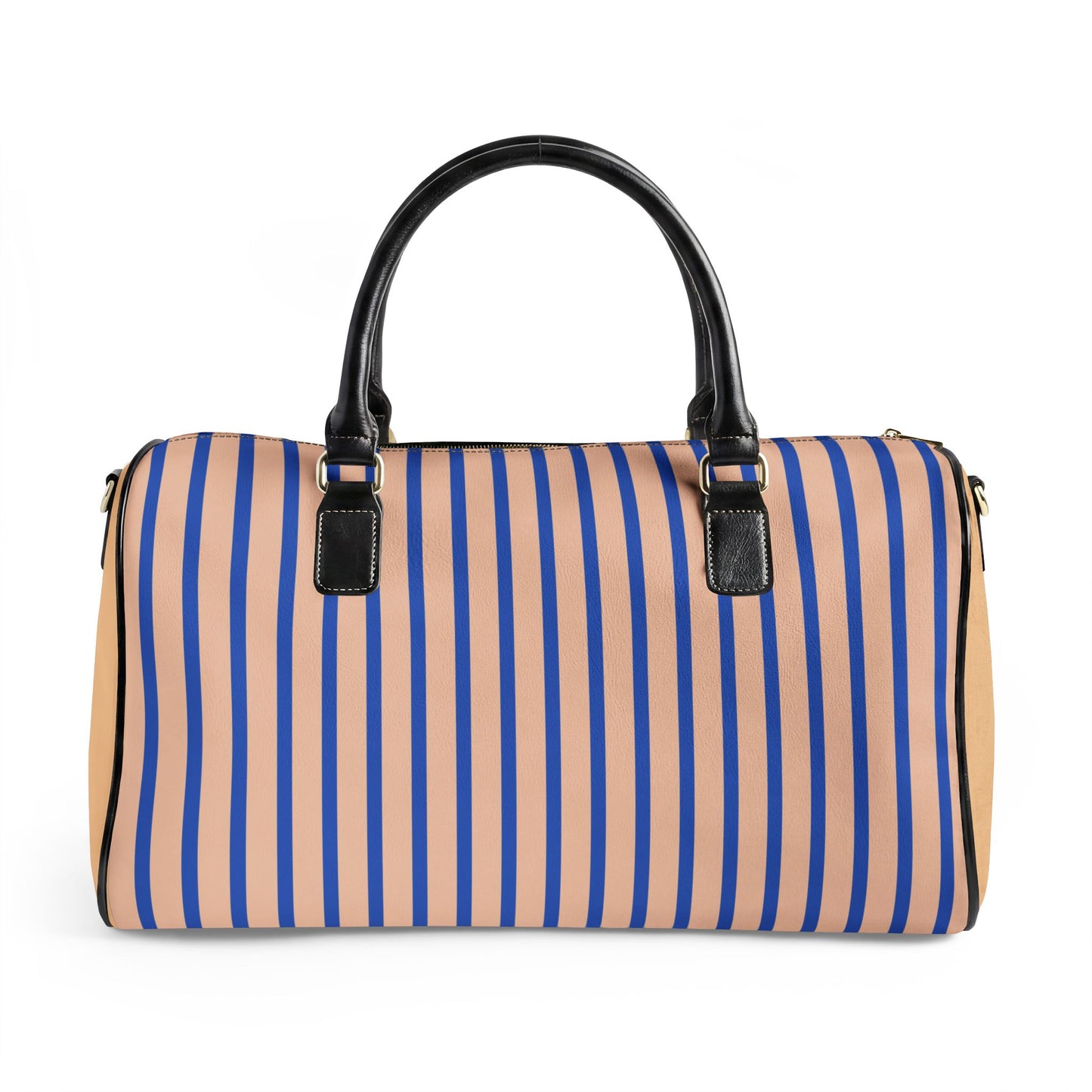 Chic Travel Bag — Cobalt Blue Striped 'OUI OUI' Leather Weekender