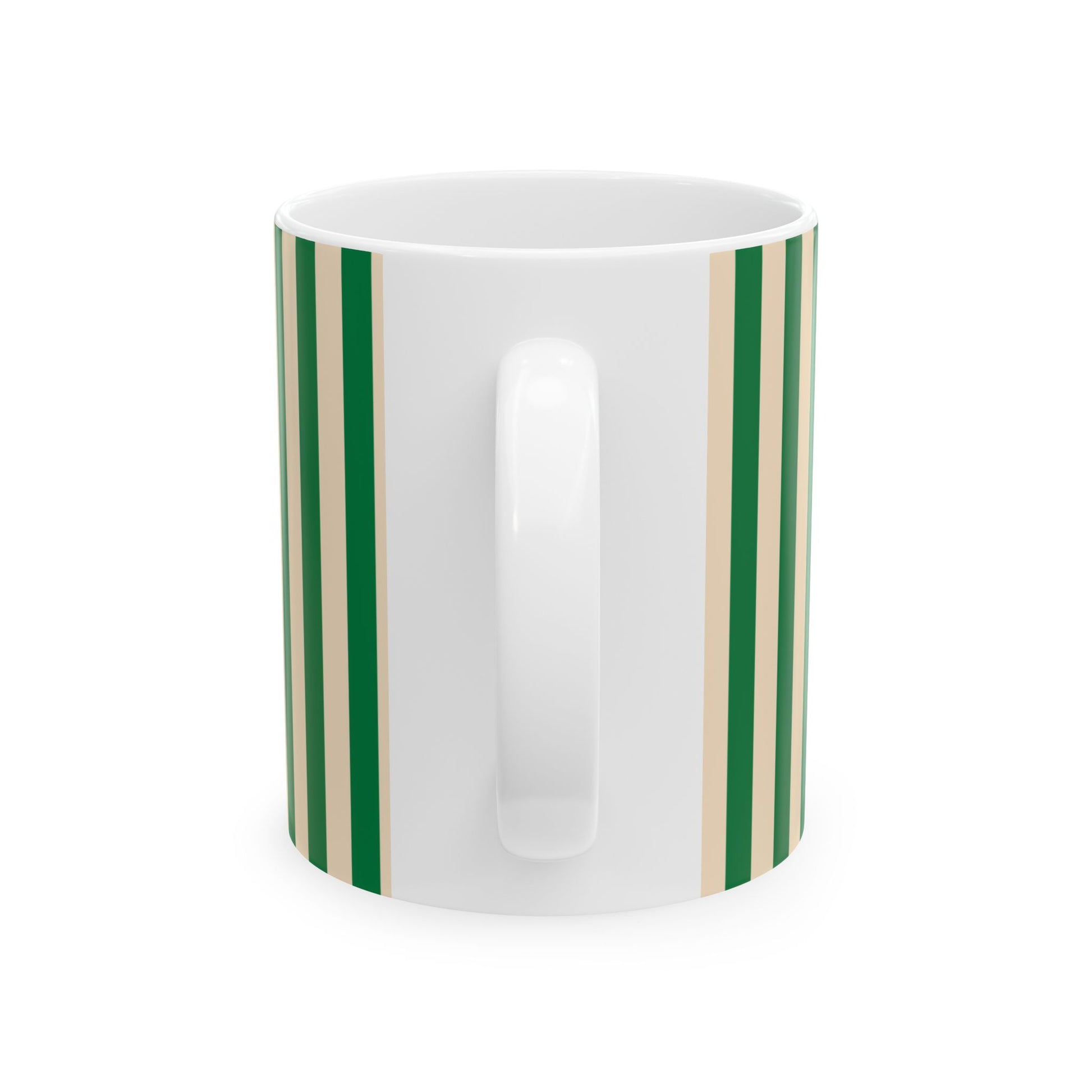 White cylindrical container with gray stripes on a white background