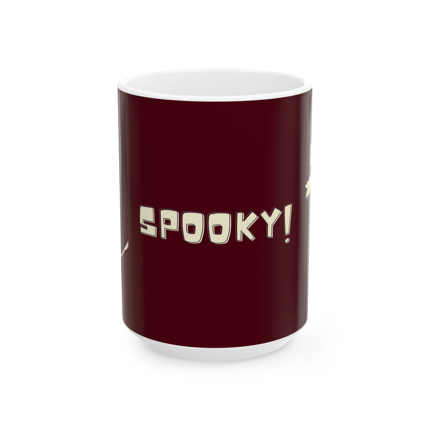 Maroon mug with 'SPooky!' text on a white background Large Halloween Mug
