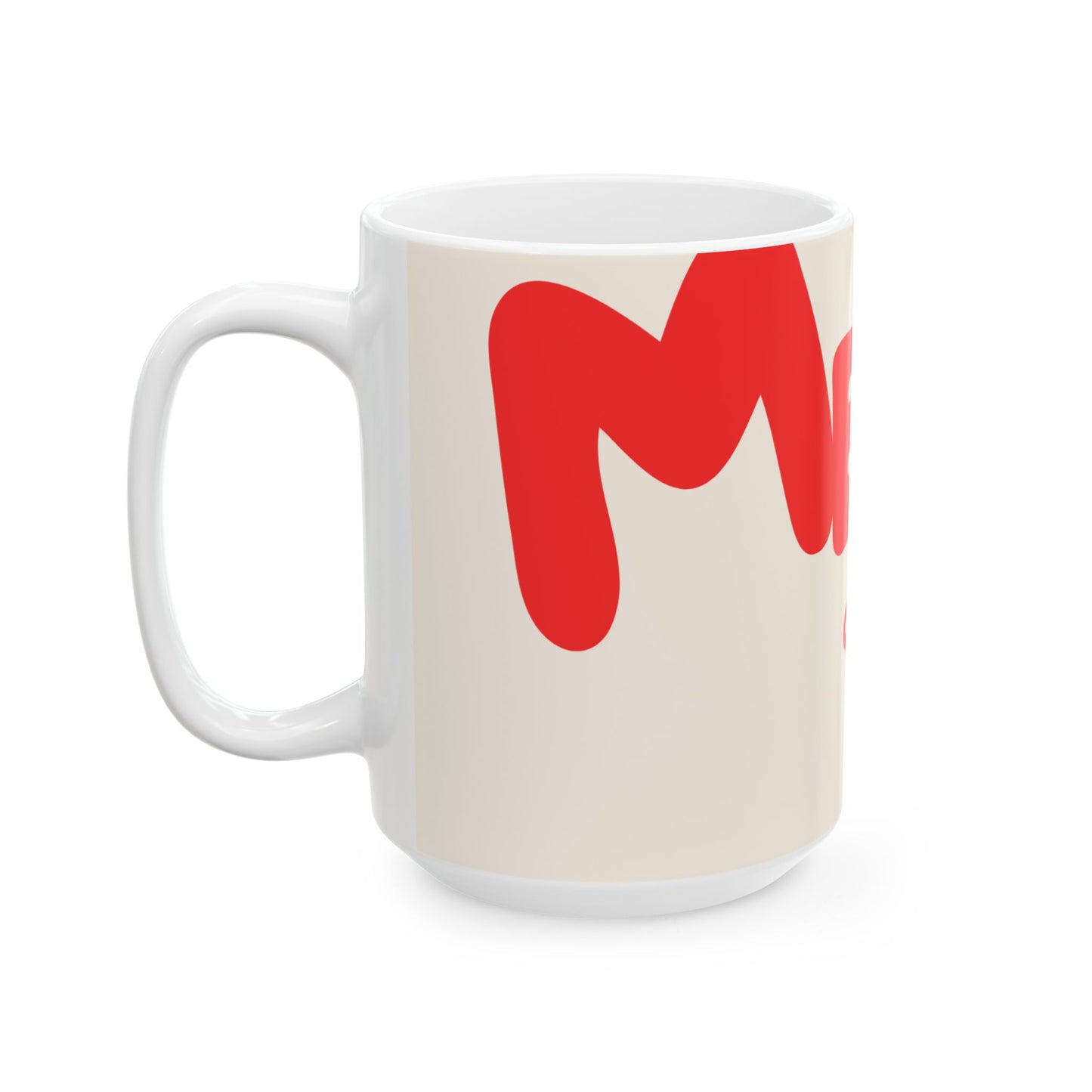 Modern Merry Christmas Ceramic Mug, Red - White