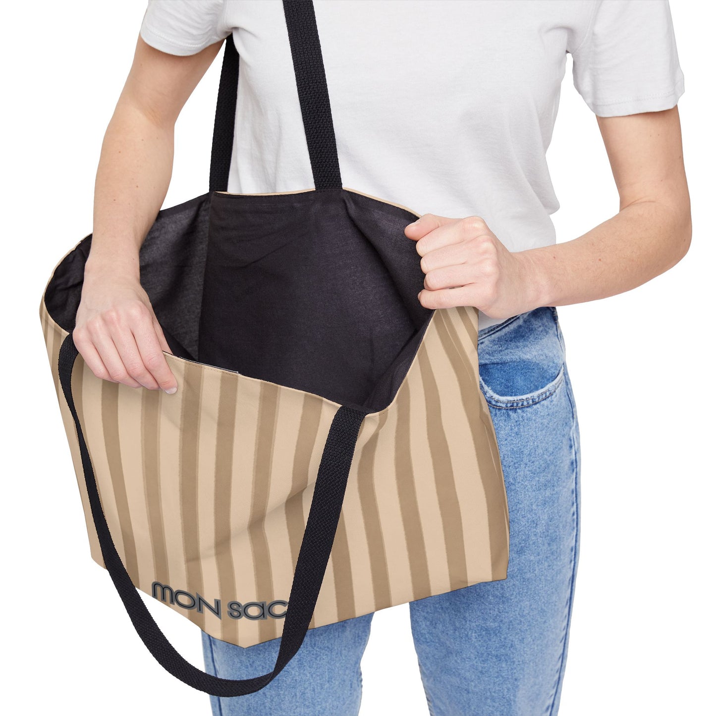Mon Sac Oversized Tote Bag — Chic Beige Weekend Travel Bag